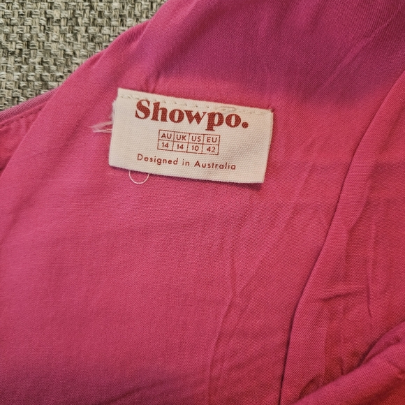 Showpo Women’s Pink One-Shoulder Crop Top W/ Elastic Waist Sz 10 EUC - Picture 9 of 16